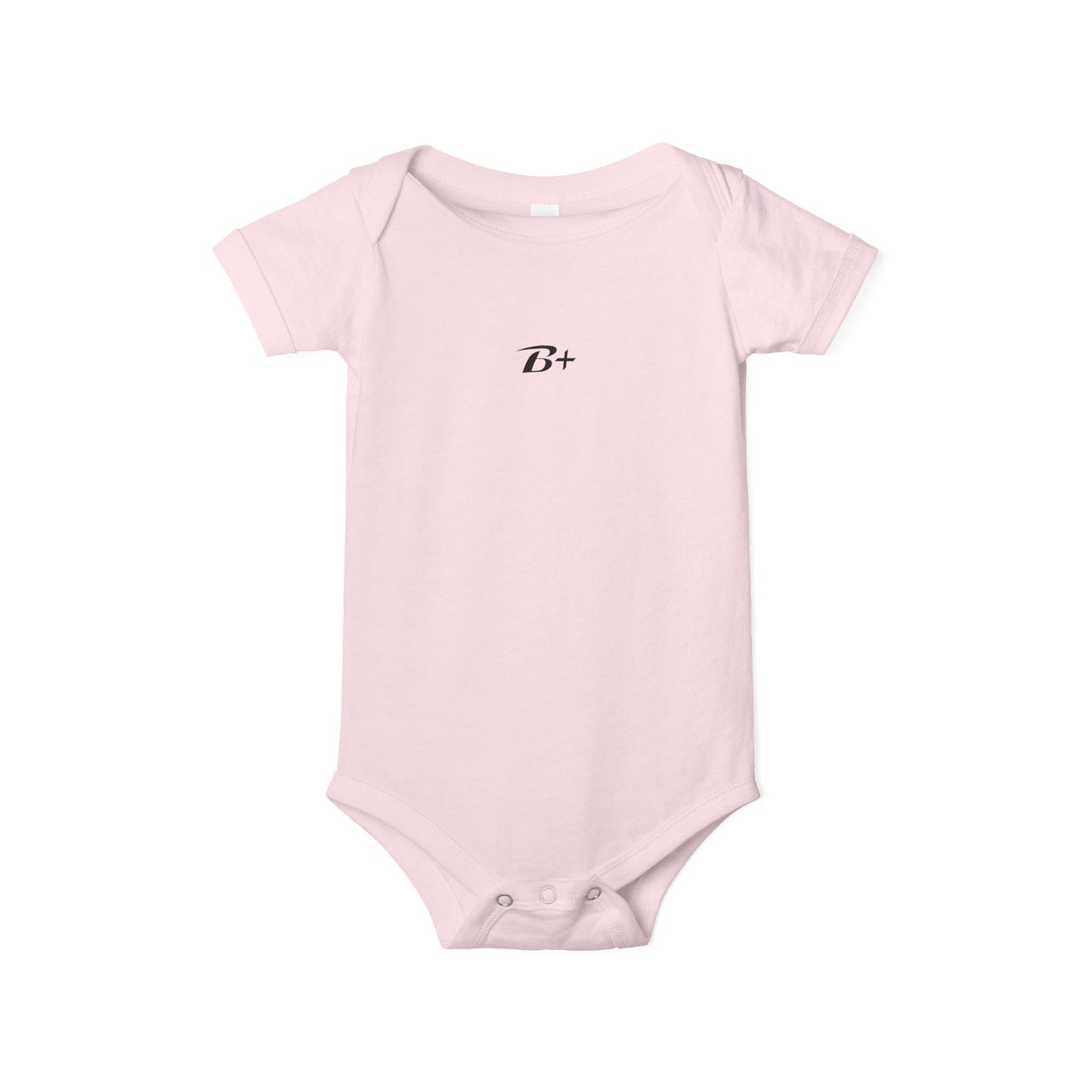 B+ Infant Bodysuit — Minimalist Baby One-Piece with Tiny Chest Graphic
