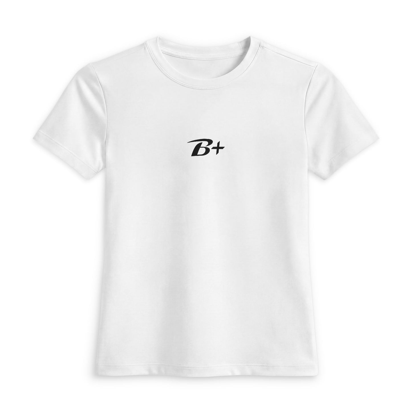 B+ Script Women's Fitted Tee — Minimalist Positive Vibe Graphic Shirt