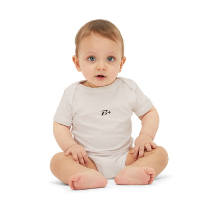 B+ Infant Bodysuit — Minimalist Baby One-Piece with Tiny Chest Graphic
