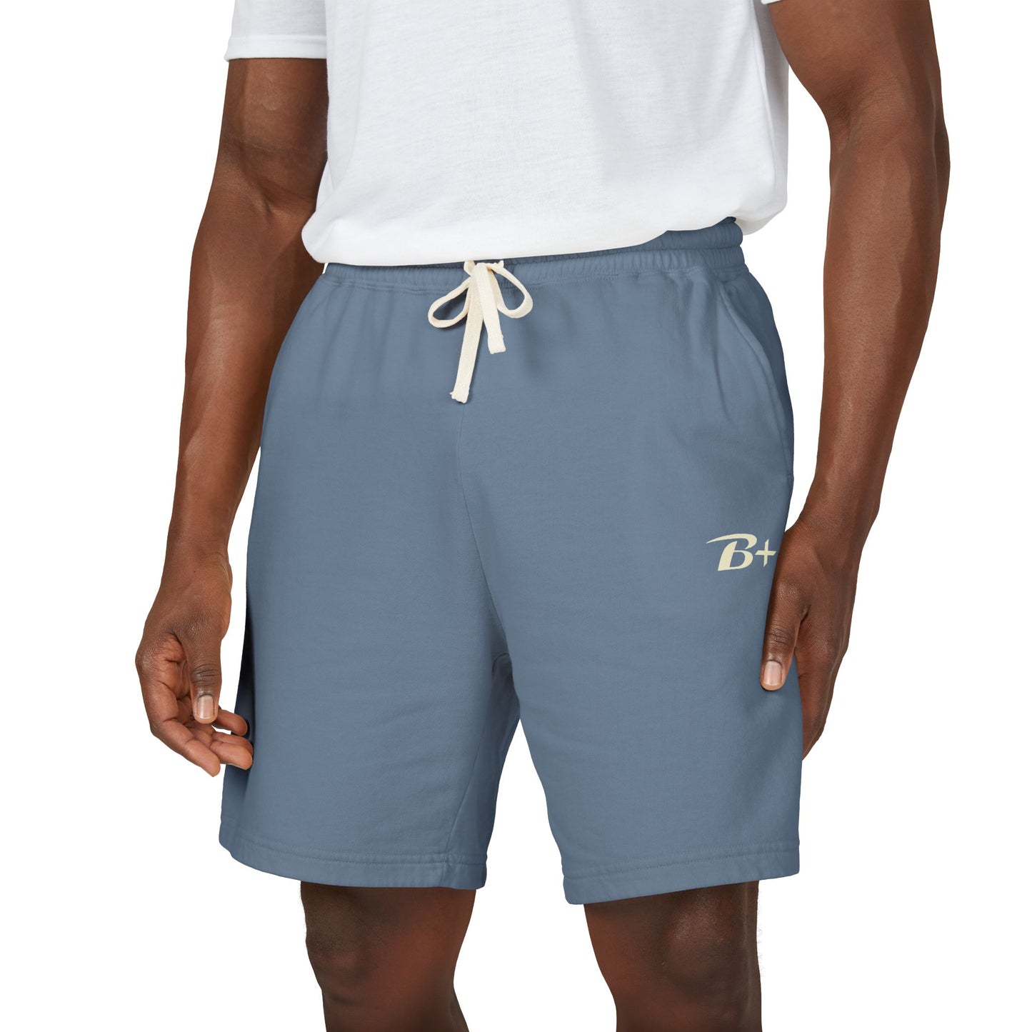 Fleece Sweat Shorts – Minimal "B+" Embroidered Lounge Shorts