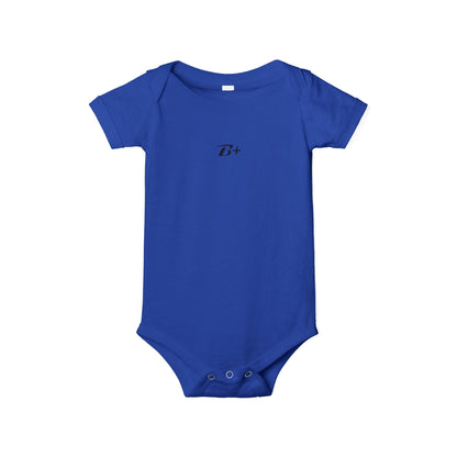 B+ Infant Bodysuit — Minimalist Baby One-Piece with Tiny Chest Graphic