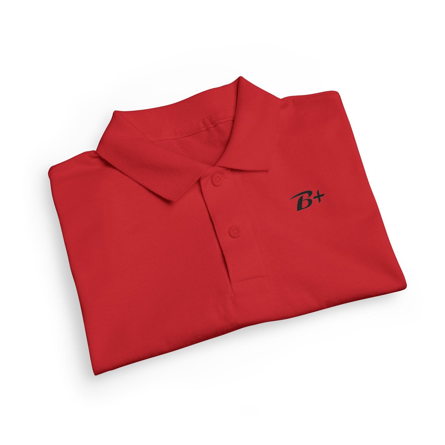 Kids White Polo Shirt with B+ Chest Logo — Youth DryBlend Jersey