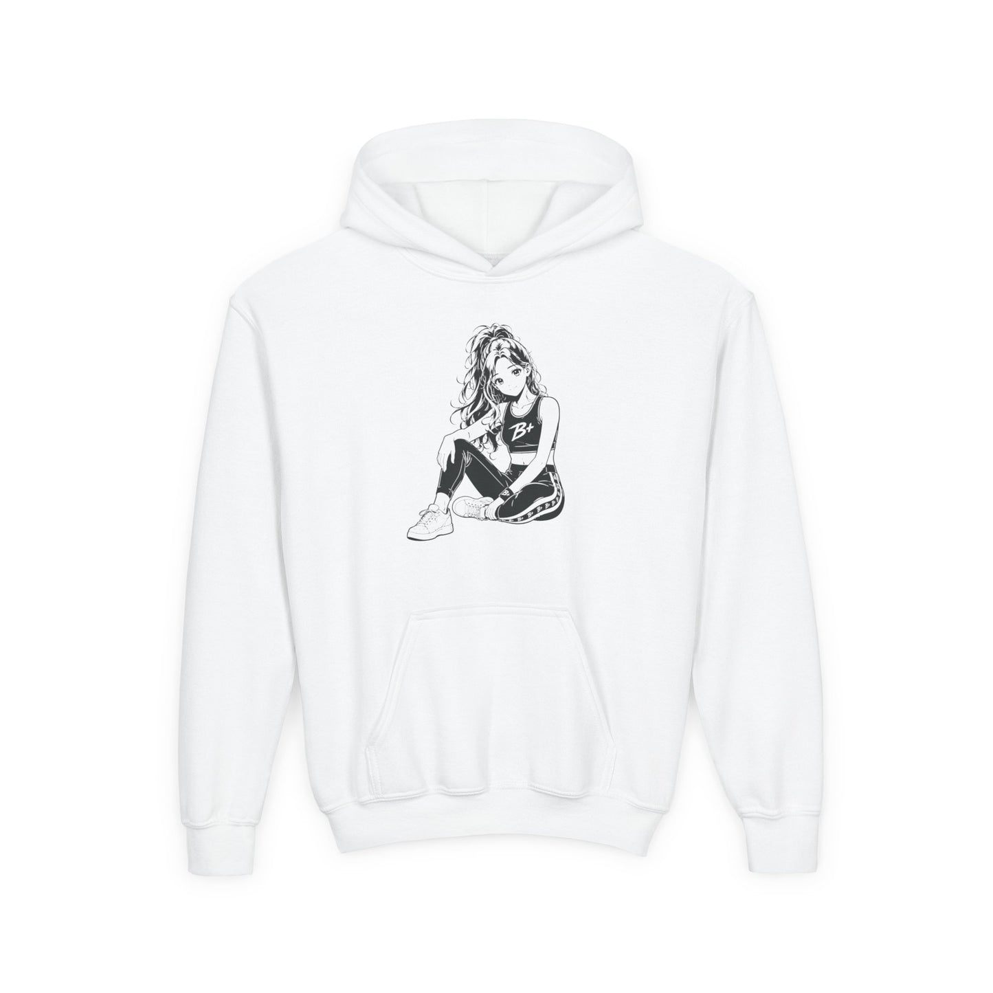 Youth Hoodie with Sketch Girl Graphic – Casual Streetwear for Teens