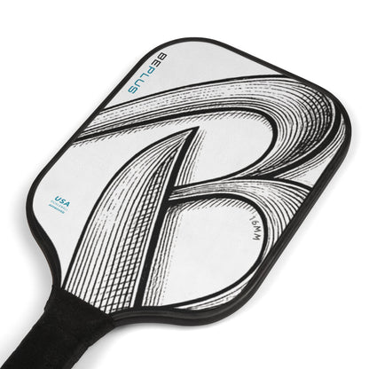 Pickleball Paddle Set — Abstract Black & White Design with 2 Practice Balls