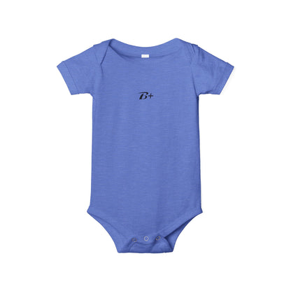 B+ Infant Bodysuit — Minimalist Baby One-Piece with Tiny Chest Graphic