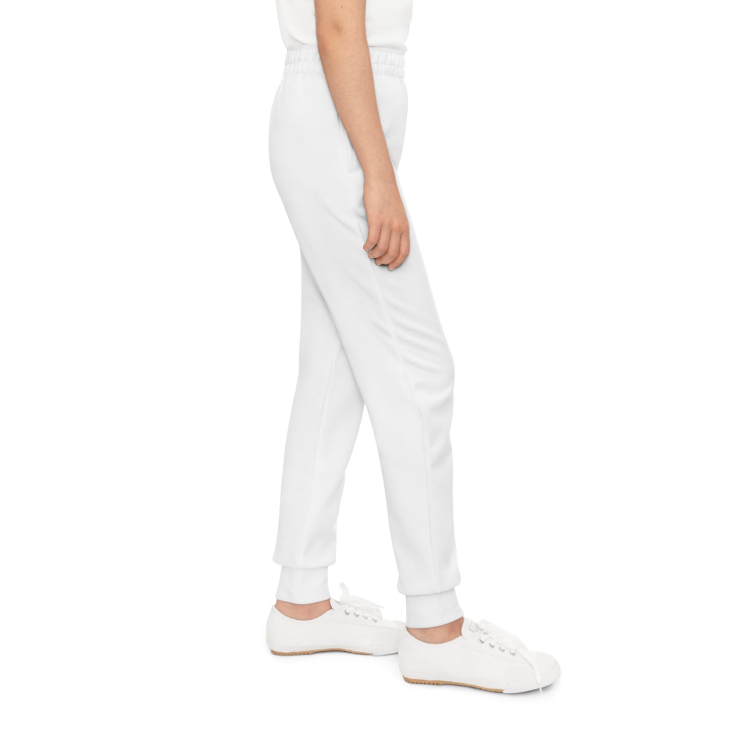 Youth White Joggers with Small "B+" Logo — Cozy Athletic Sweatpants for Kids