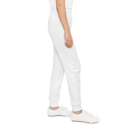 Youth White Joggers with Small "B+" Logo — Cozy Athletic Sweatpants for Kids