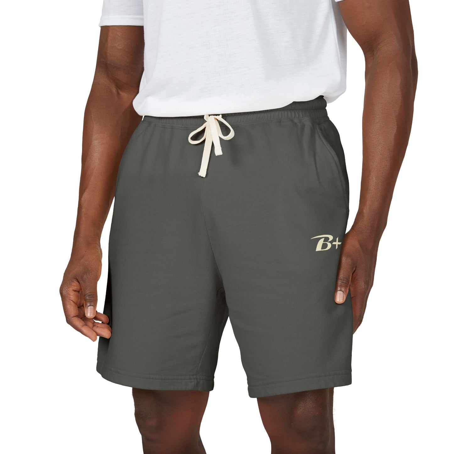 Fleece Sweat Shorts – Minimal "B+" Embroidered Lounge Shorts