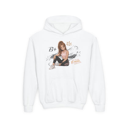 Youth Hoodie - 'B+' Girl Graphic Pullover (Cute Crown Skater Design)