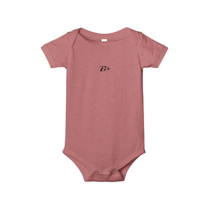 B+ Infant Bodysuit — Minimalist Baby One-Piece with Tiny Chest Graphic