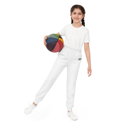 Youth White Joggers with Small "B+" Logo — Cozy Athletic Sweatpants for Kids