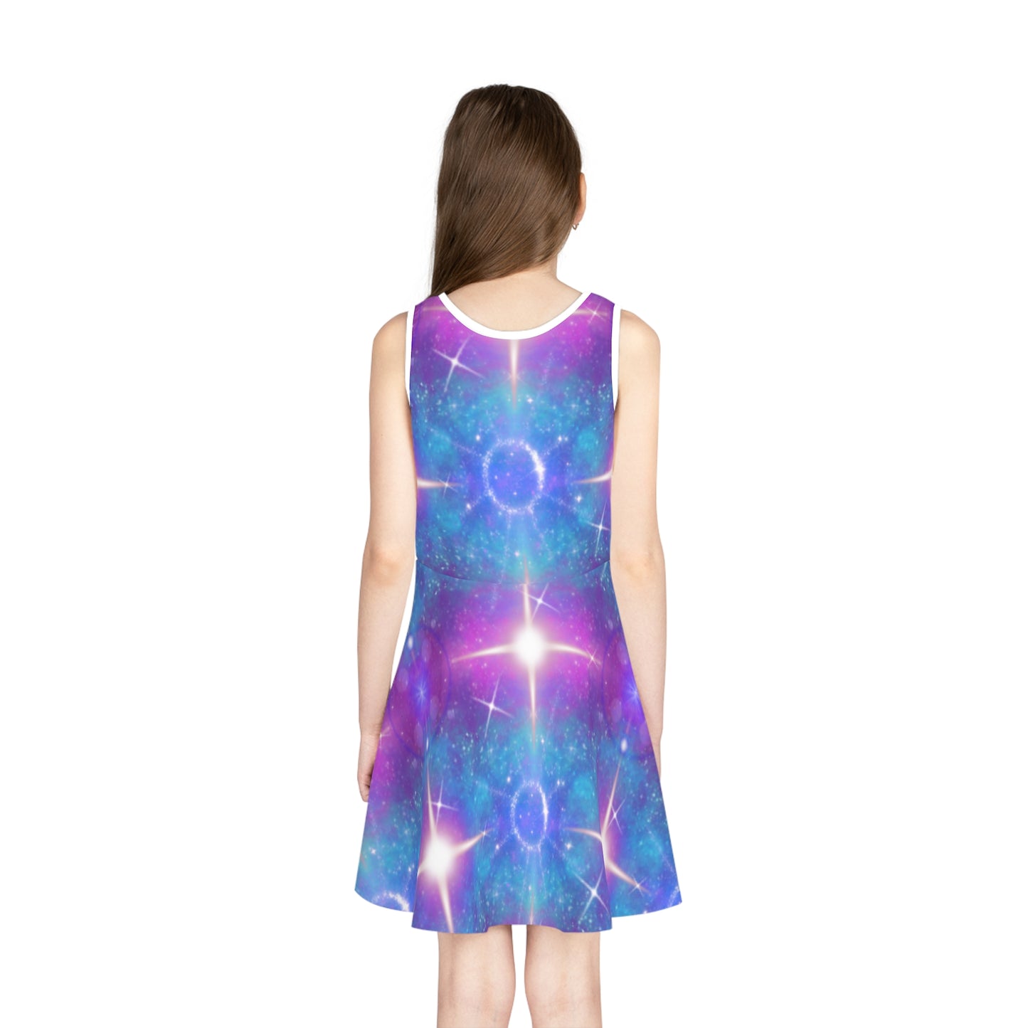 Girls' Galaxy Sparkle Sundress — Cosmic Purple Blue Star Print