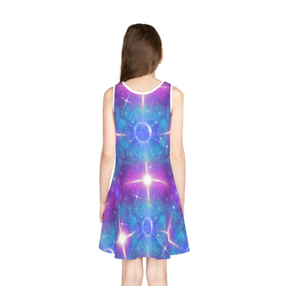 Girls' Galaxy Sparkle Sundress — Cosmic Purple Blue Star Print
