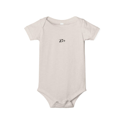B+ Infant Bodysuit — Minimalist Baby One-Piece with Tiny Chest Graphic