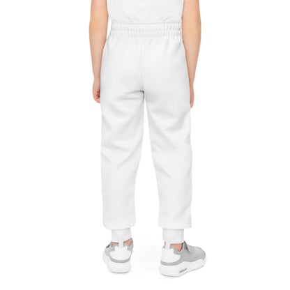 Youth White Joggers with Small "B+" Logo — Cozy Athletic Sweatpants for Kids