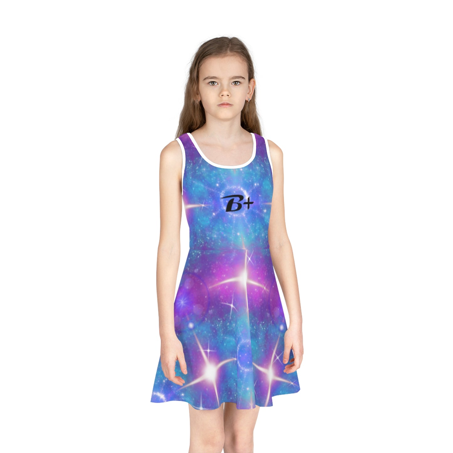 Girls' Galaxy Sparkle Sundress — Cosmic Purple Blue Star Print