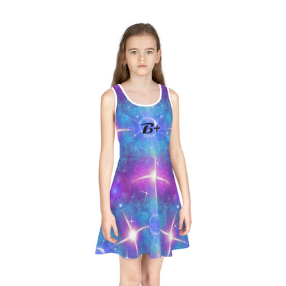 Girls' Galaxy Sparkle Sundress — Cosmic Purple Blue Star Print
