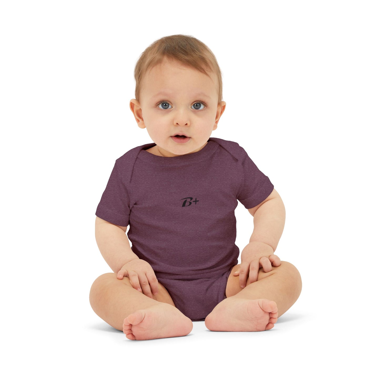 B+ Infant Bodysuit — Minimalist Baby One-Piece with Tiny Chest Graphic
