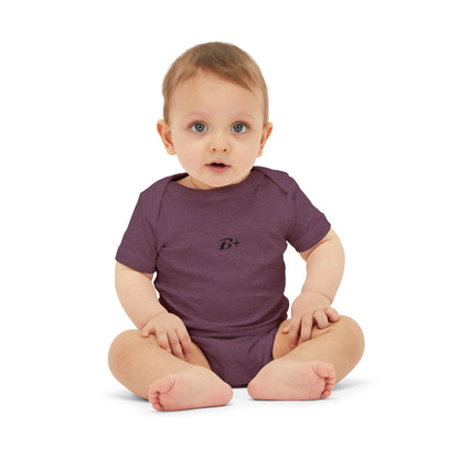 B+ Infant Bodysuit — Minimalist Baby One-Piece with Tiny Chest Graphic