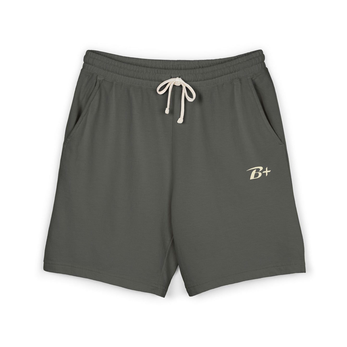 Fleece Sweat Shorts – Minimal "B+" Embroidered Lounge Shorts