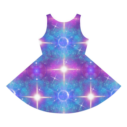 Girls' Galaxy Sparkle Sundress — Cosmic Purple Blue Star Print