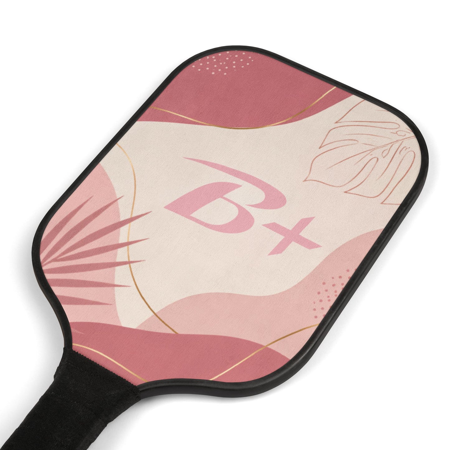 Pickleball Paddles Set – Pink Tropical "B+" Design with 2 Balls
