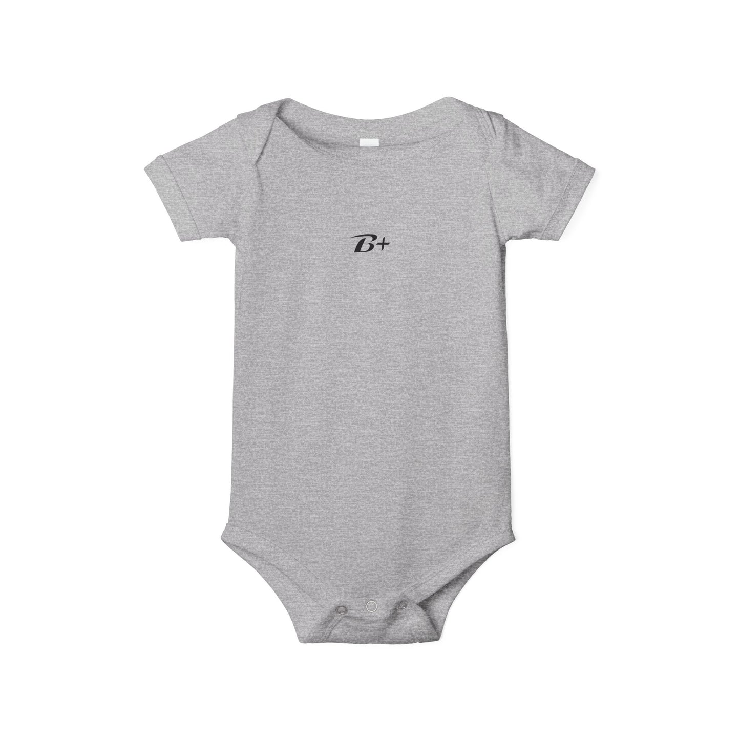 B+ Infant Bodysuit — Minimalist Baby One-Piece with Tiny Chest Graphic