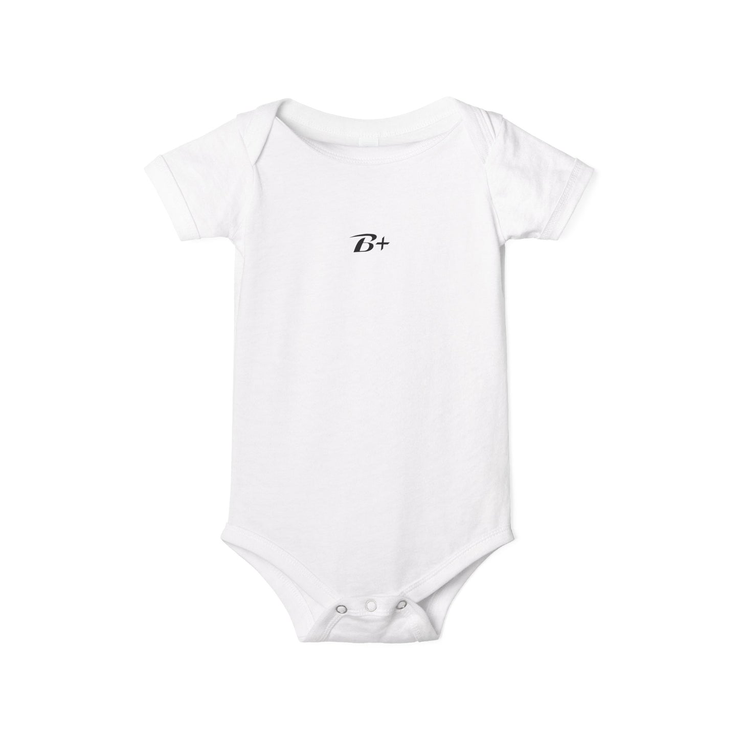 B+ Infant Bodysuit — Minimalist Baby One-Piece with Tiny Chest Graphic