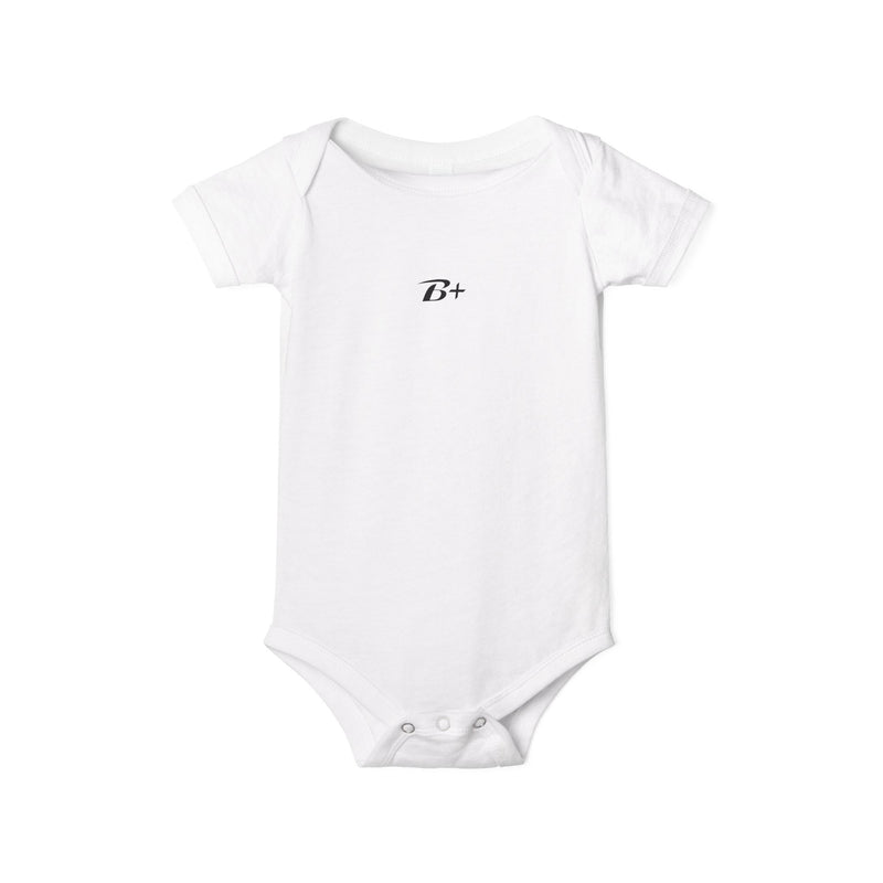B+ Infant Bodysuit — Minimalist Baby One-Piece with Tiny Chest Graphic