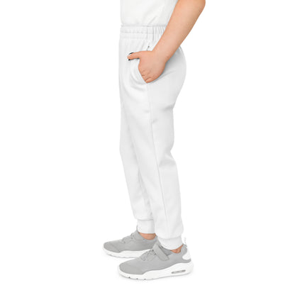 Youth White Joggers with Small "B+" Logo — Cozy Athletic Sweatpants for Kids