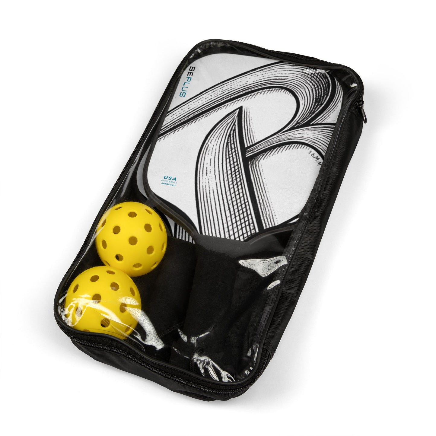 Pickleball Paddle Set — Abstract Black & White Design with 2 Practice Balls