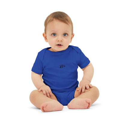 B+ Infant Bodysuit — Minimalist Baby One-Piece with Tiny Chest Graphic