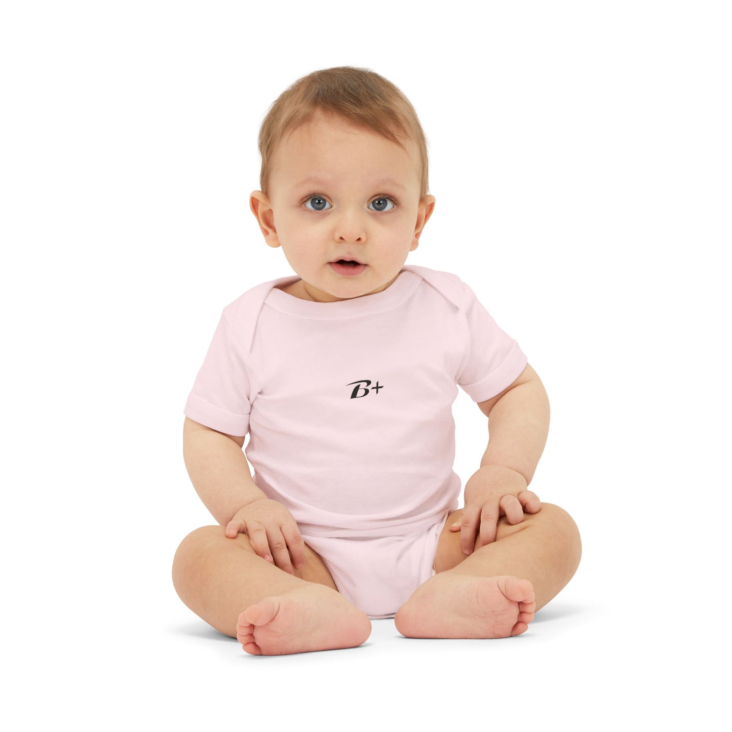 B+ Infant Bodysuit — Minimalist Baby One-Piece with Tiny Chest Graphic