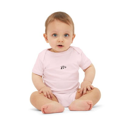 B+ Infant Bodysuit — Minimalist Baby One-Piece with Tiny Chest Graphic