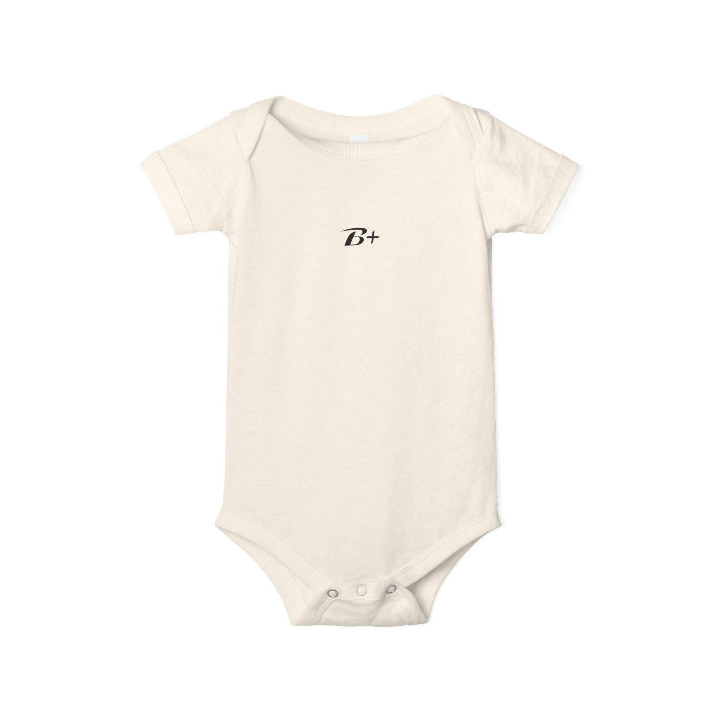 B+ Infant Bodysuit — Minimalist Baby One-Piece with Tiny Chest Graphic