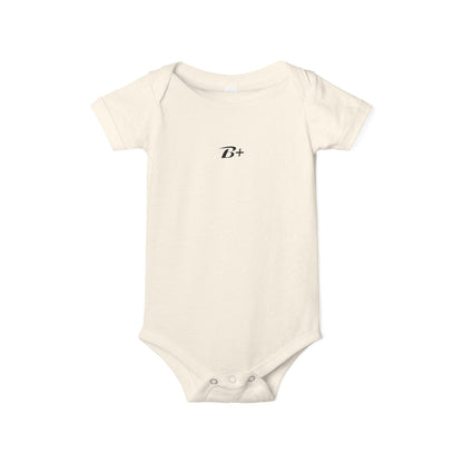 B+ Infant Bodysuit — Minimalist Baby One-Piece with Tiny Chest Graphic