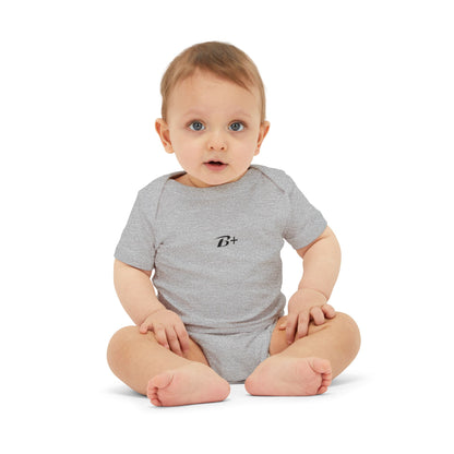 B+ Infant Bodysuit — Minimalist Baby One-Piece with Tiny Chest Graphic