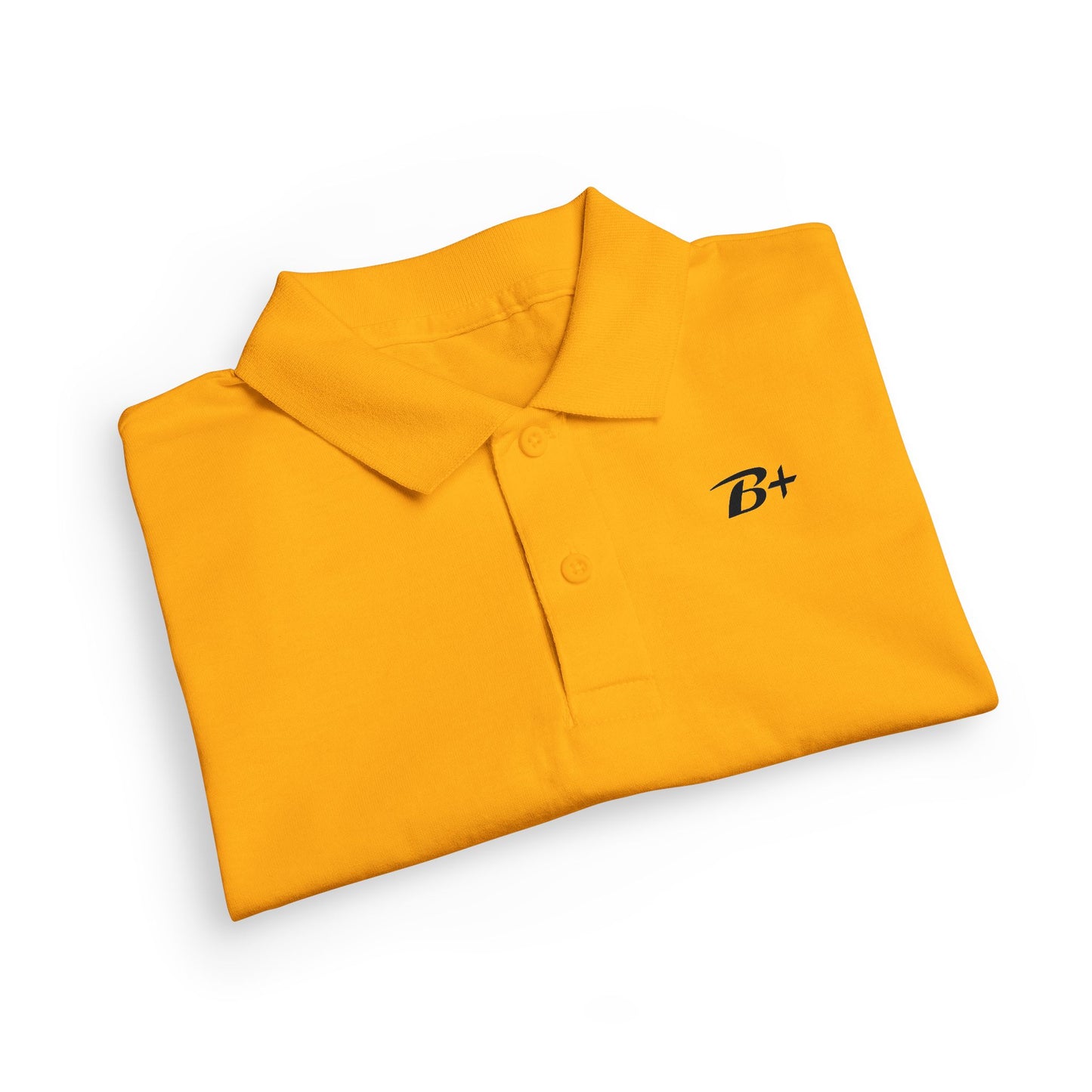 Kids White Polo Shirt with B+ Chest Logo — Youth DryBlend Jersey