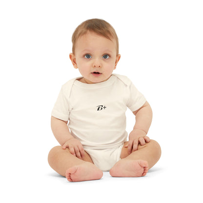 B+ Infant Bodysuit — Minimalist Baby One-Piece with Tiny Chest Graphic