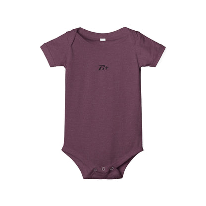 B+ Infant Bodysuit — Minimalist Baby One-Piece with Tiny Chest Graphic
