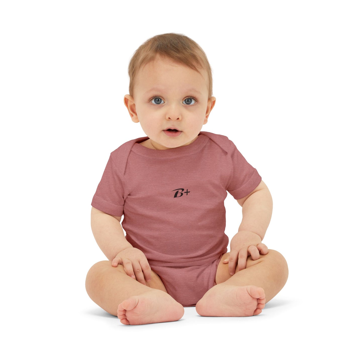 B+ Infant Bodysuit — Minimalist Baby One-Piece with Tiny Chest Graphic