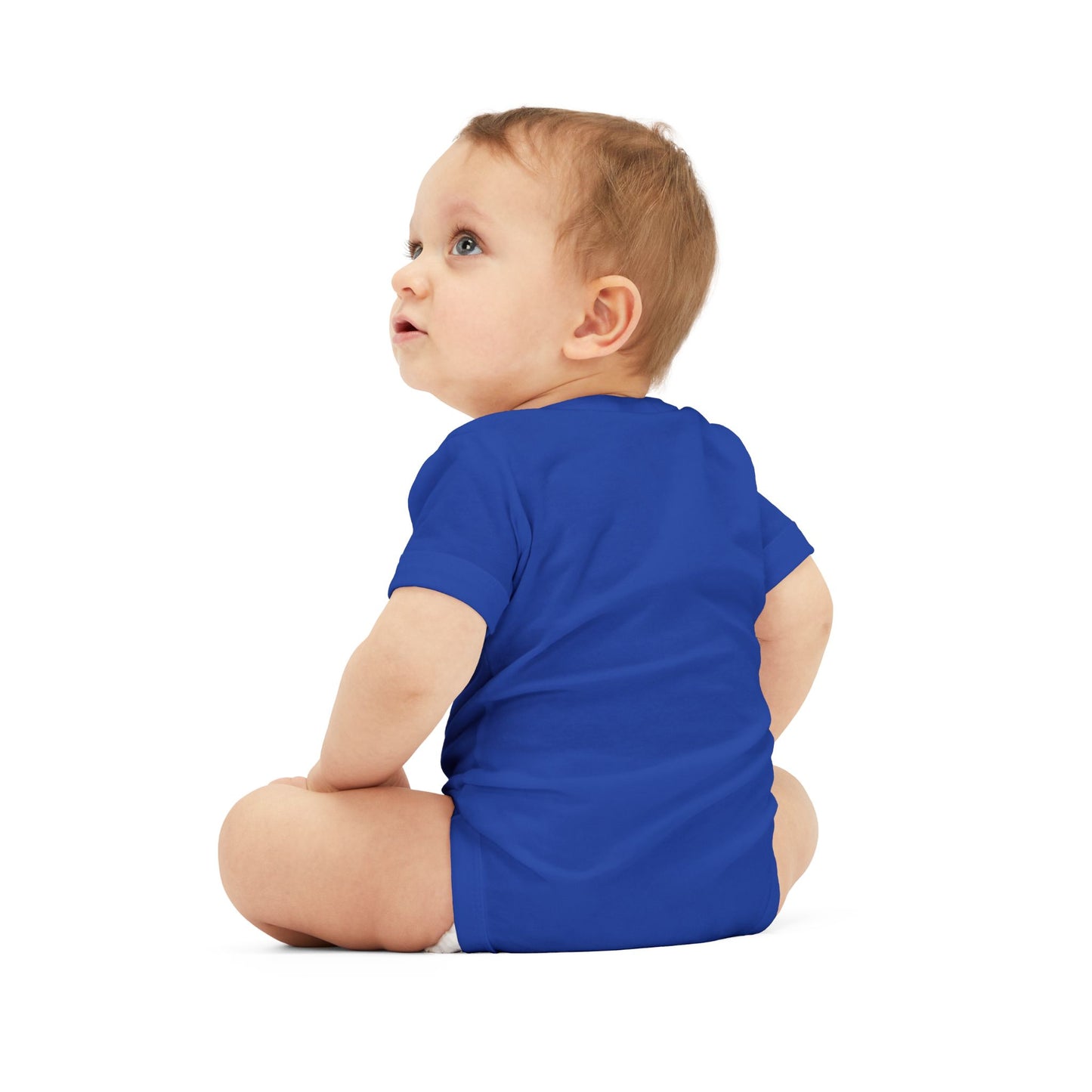 B+ Infant Bodysuit — Minimalist Baby One-Piece with Tiny Chest Graphic
