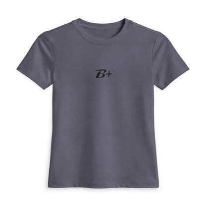 B+ Script Women's Fitted Tee — Minimalist Positive Vibe Graphic Shirt