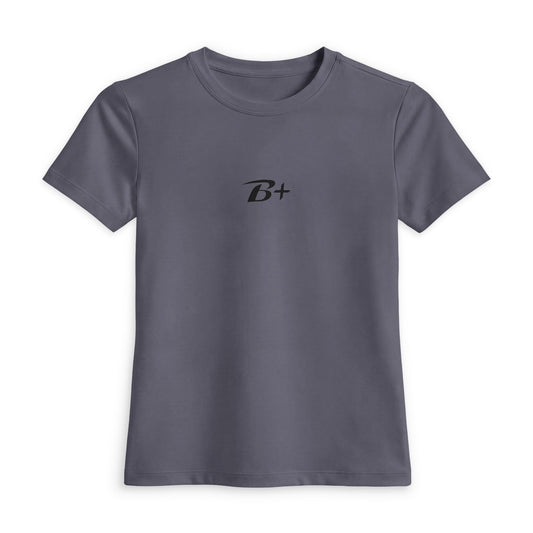 B+ Script Women's Fitted Tee — Minimalist Positive Vibe Graphic Shirt