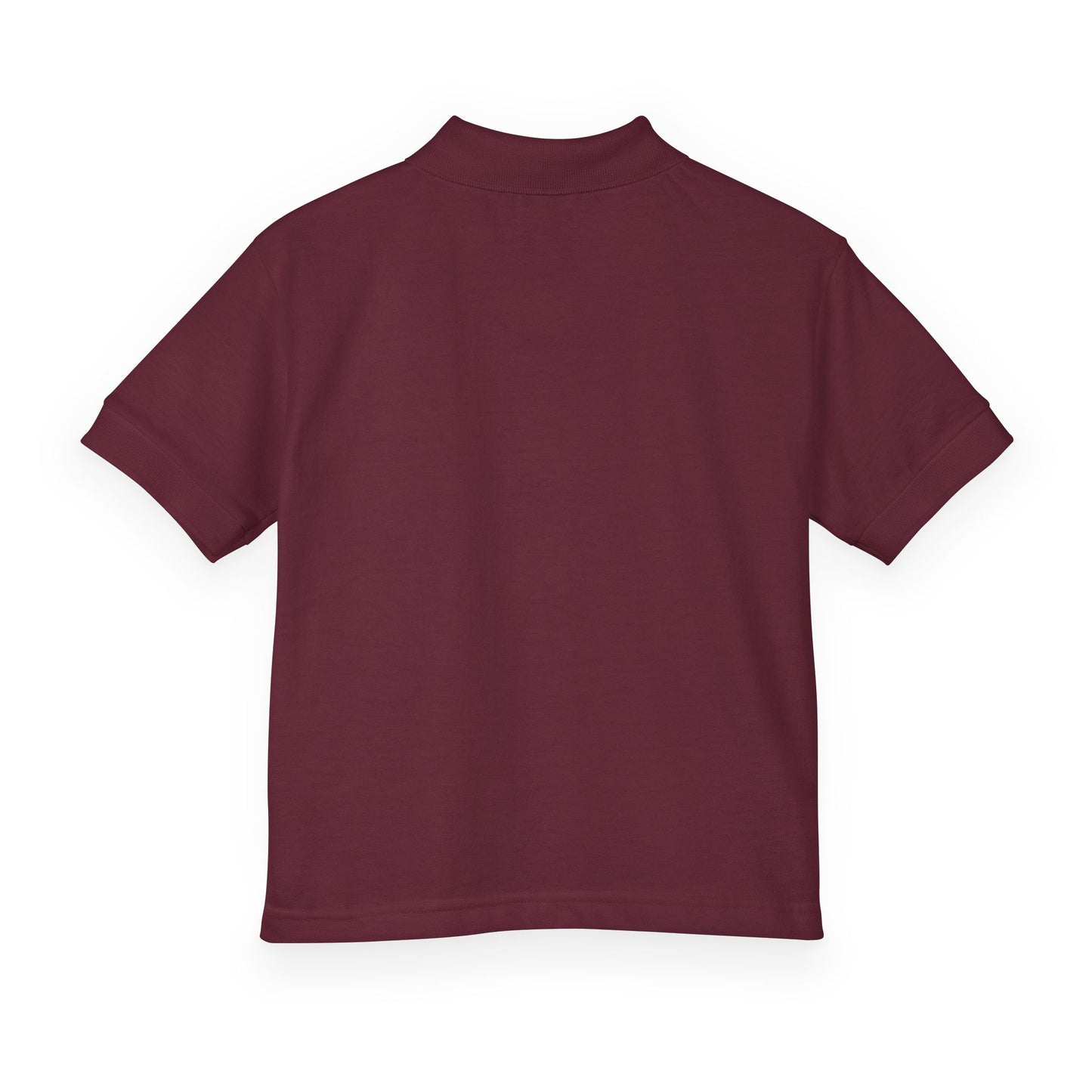 Kids White Polo Shirt with B+ Chest Logo — Youth DryBlend Jersey