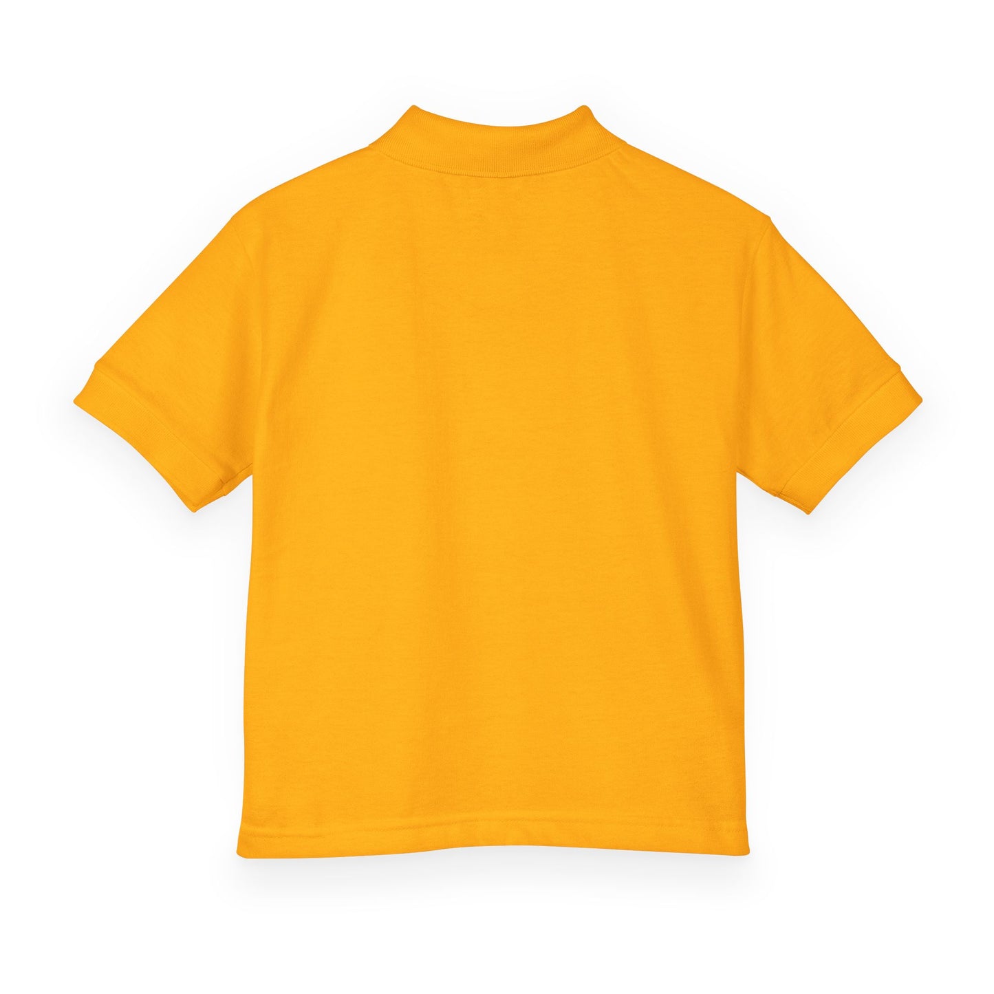 Kids White Polo Shirt with B+ Chest Logo — Youth DryBlend Jersey