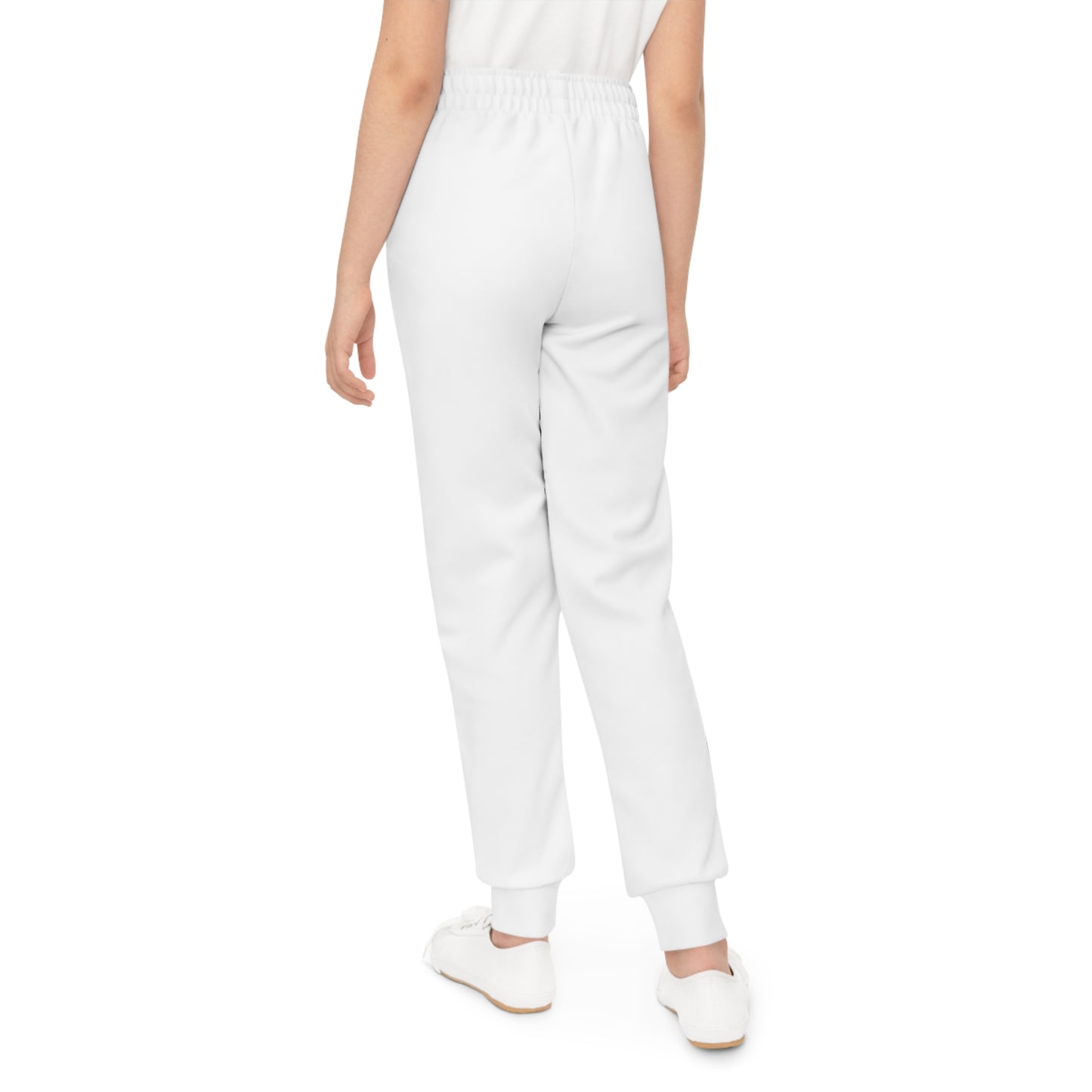 Youth White Joggers with Small "B+" Logo — Cozy Athletic Sweatpants for Kids