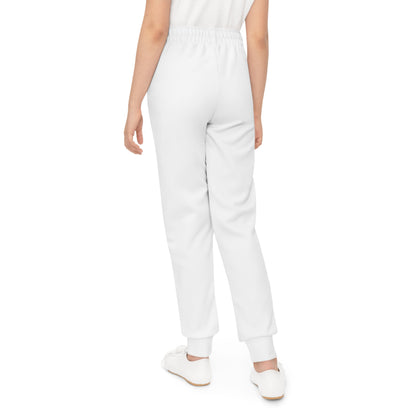 Youth White Joggers with Small "B+" Logo — Cozy Athletic Sweatpants for Kids