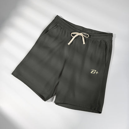 Fleece Sweat Shorts – Minimal "B+" Embroidered Lounge Shorts
