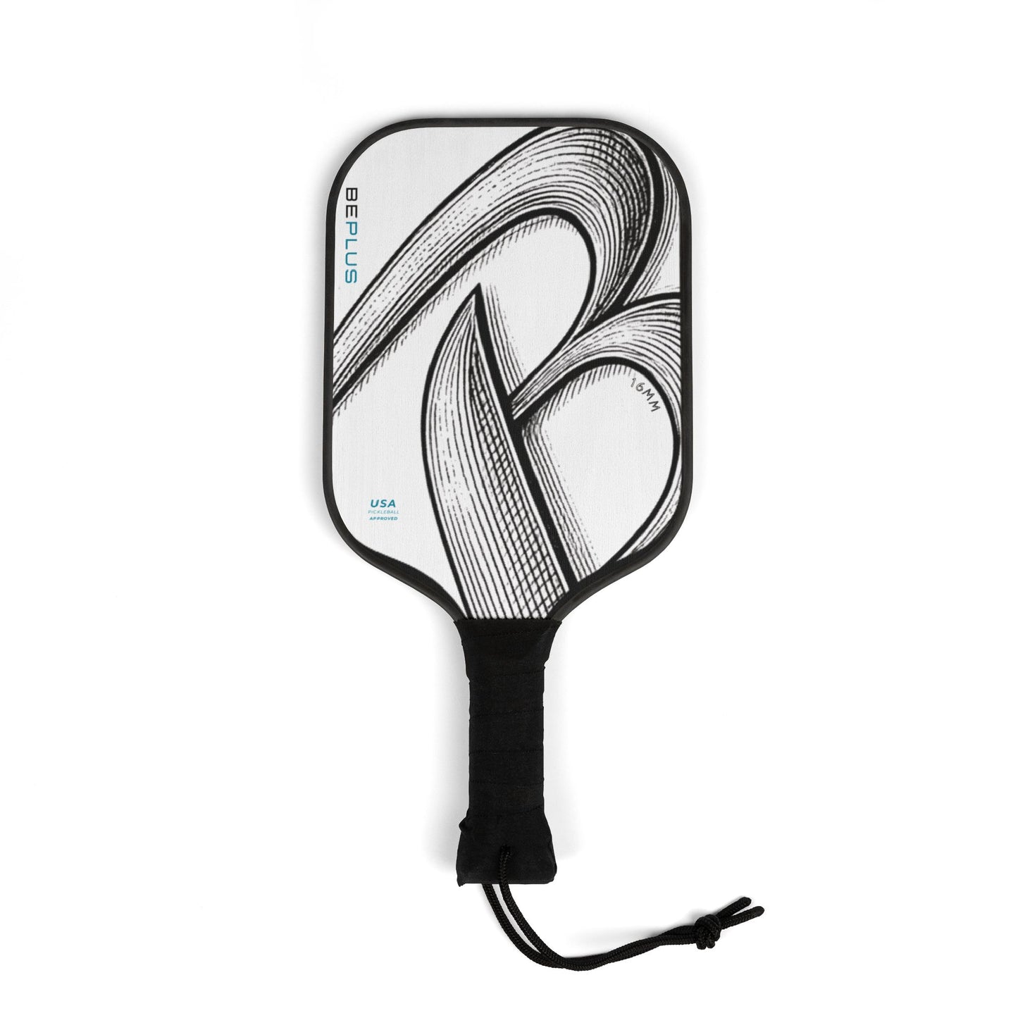 Pickleball Paddle Set — Abstract Black & White Design with 2 Practice Balls